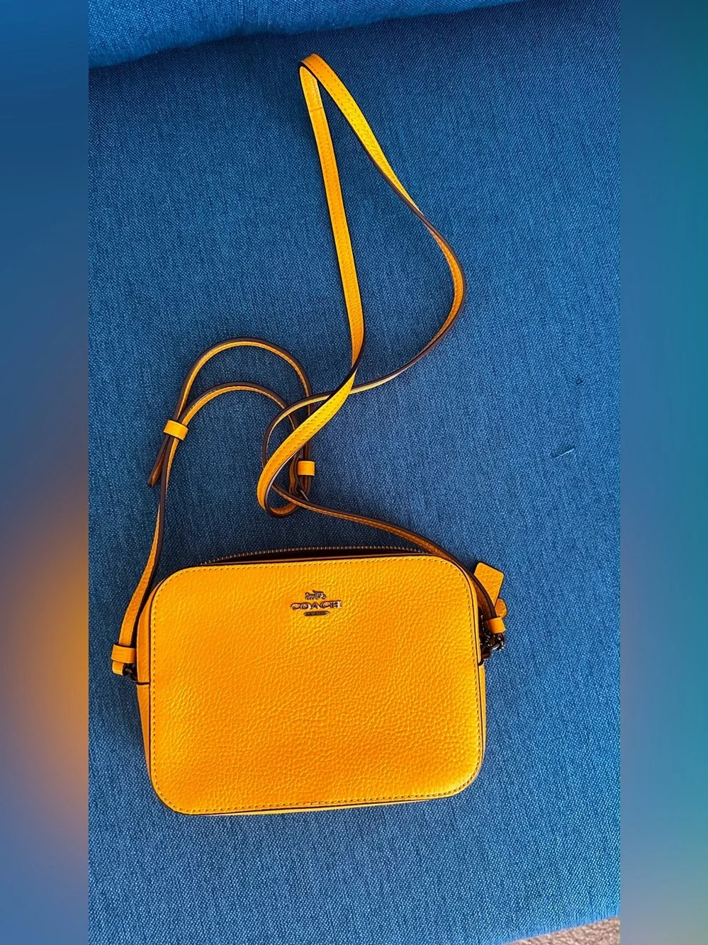 Coach Yellow Pebbled Leather Crossbody Bag